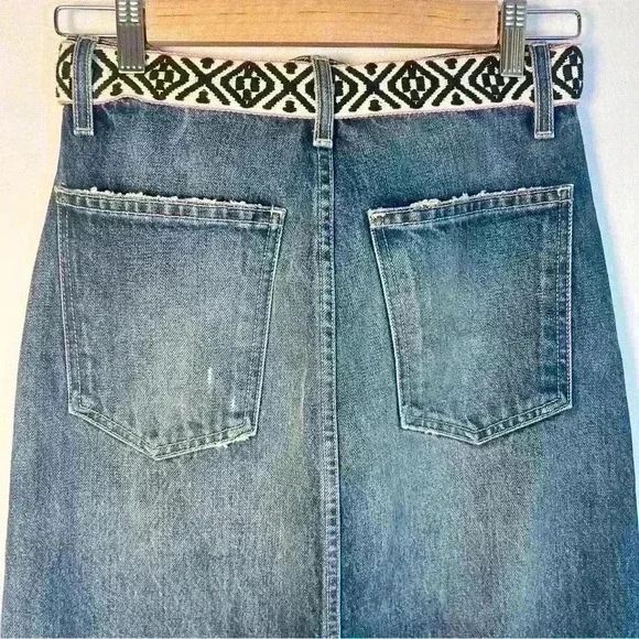 Current/Elliott Women’s The Slit Midi Rincon Skirt with Belt Size 24 - Picture 8 of 14